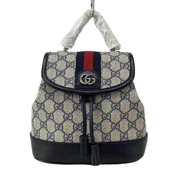NWT Gucci GG Ophidia Mini Backpack Shoulder Bag Top Handle Blue 795221 - Picture 1 of 13